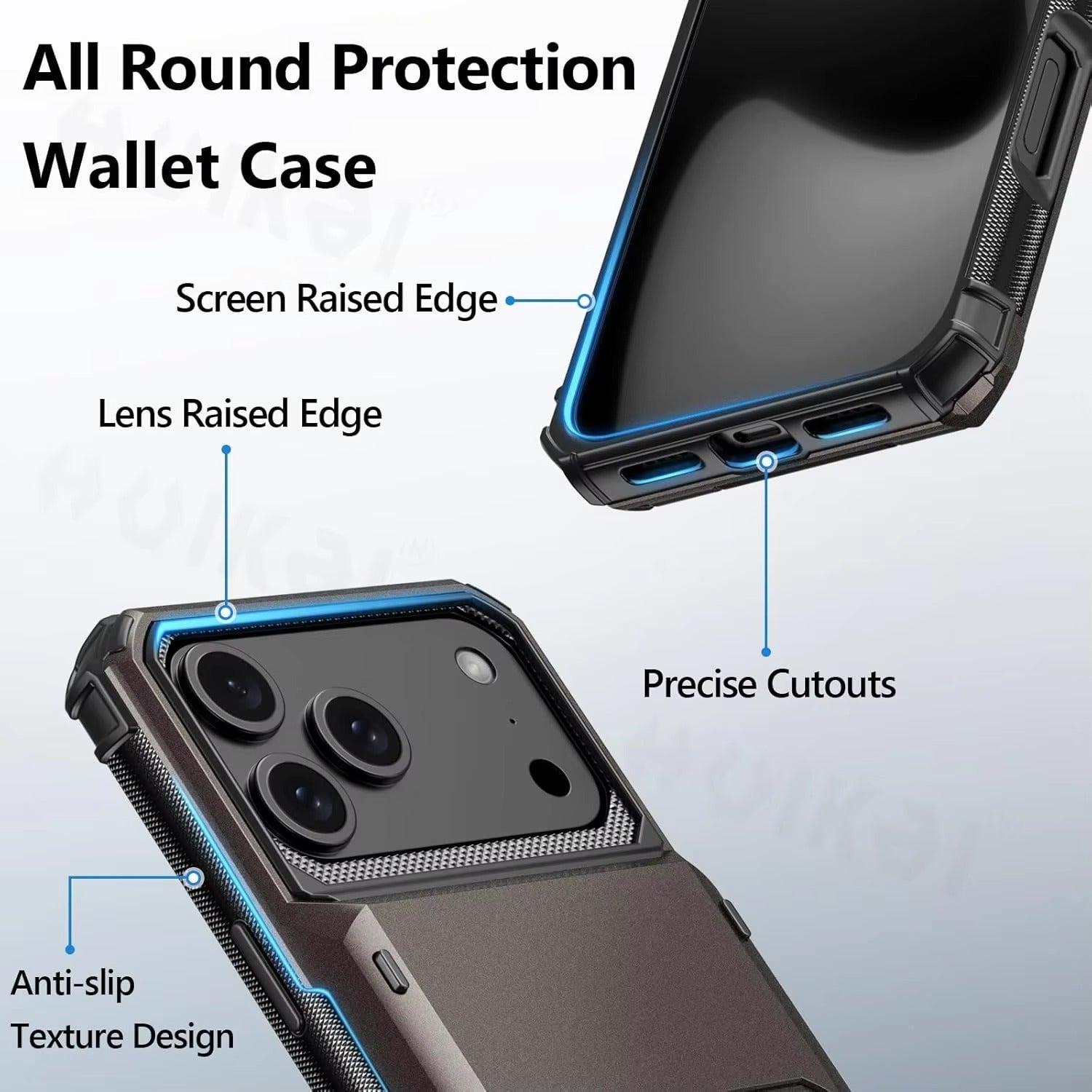 Luxury iPhone Case — Shockproof Slide Armor Wallet Cover with Card Slots, Dual-Layer Protection & Non-Slip Business Design
