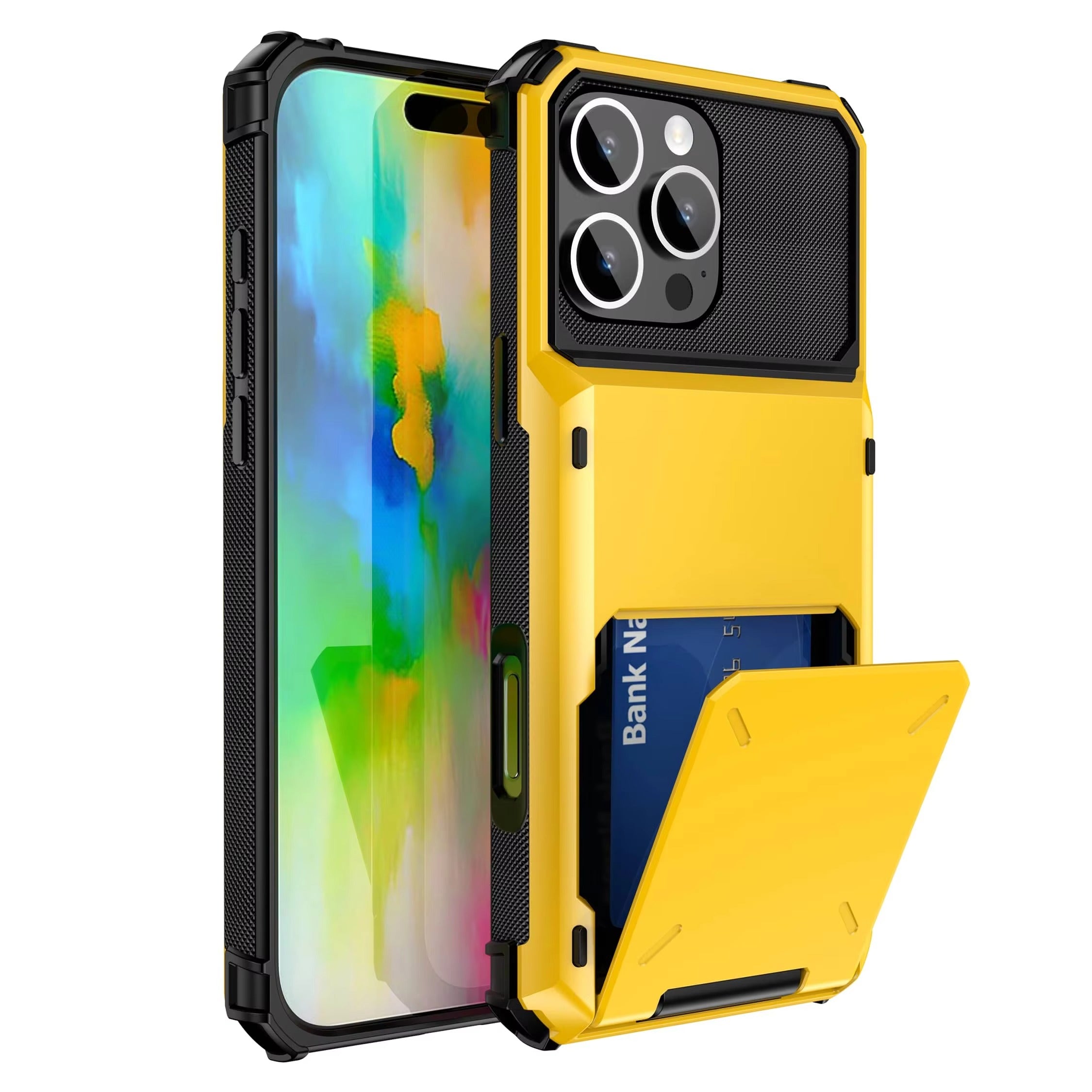 Luxury iPhone Case — Shockproof Slide Armor Wallet Cover with Card Slots, Dual-Layer Protection & Non-Slip Business Design
