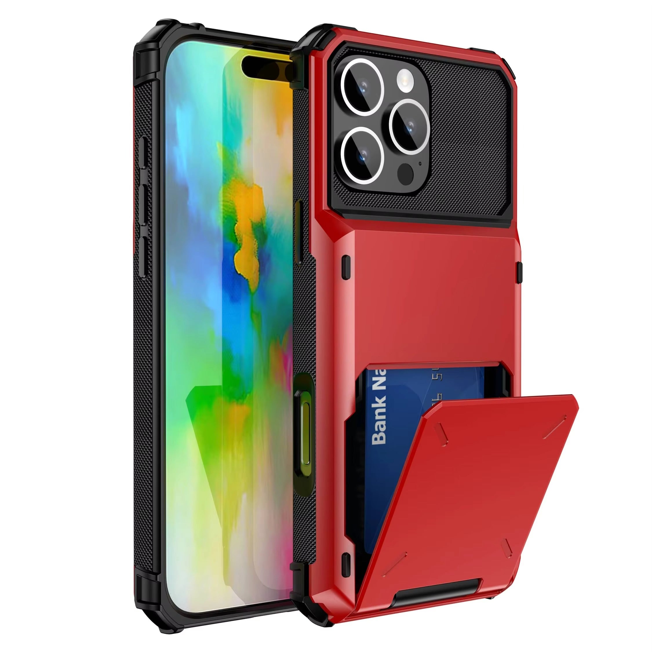 Luxury iPhone Case — Shockproof Slide Armor Wallet Cover with Card Slots, Dual-Layer Protection & Non-Slip Business Design