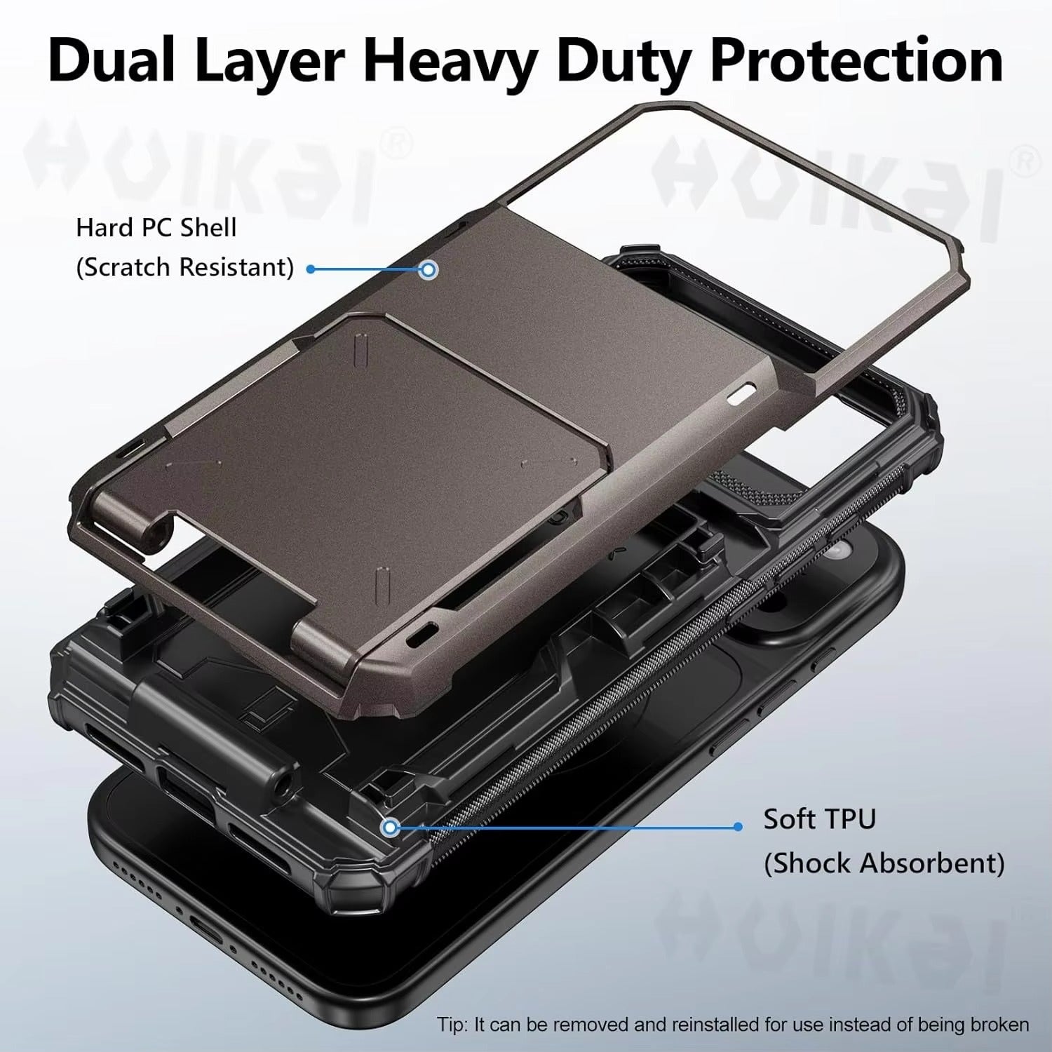 Luxury iPhone Case — Shockproof Slide Armor Wallet Cover with Card Slots, Dual-Layer Protection & Non-Slip Business Design