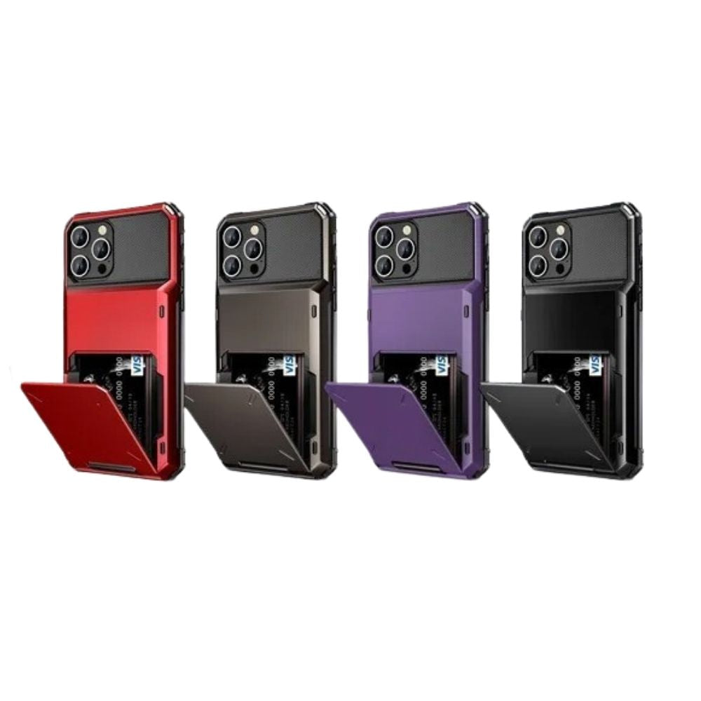 Luxury iPhone Case — Shockproof Slide Armor Wallet Cover with Card Slots, Dual-Layer Protection & Non-Slip Business Design