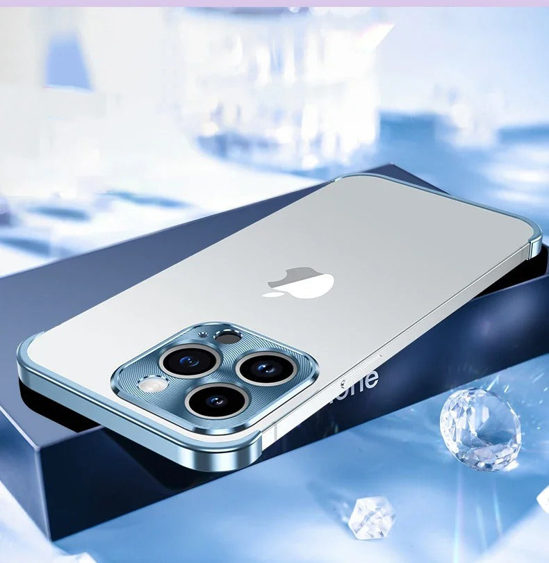 Luxury iPhone Case — Shockproof, Anti-Fingerprint, Anti-Scratch, Dustproof Lightweight Metal Frameless Bumper with Matte Anti-Glare Finish and Glass Lens Protector