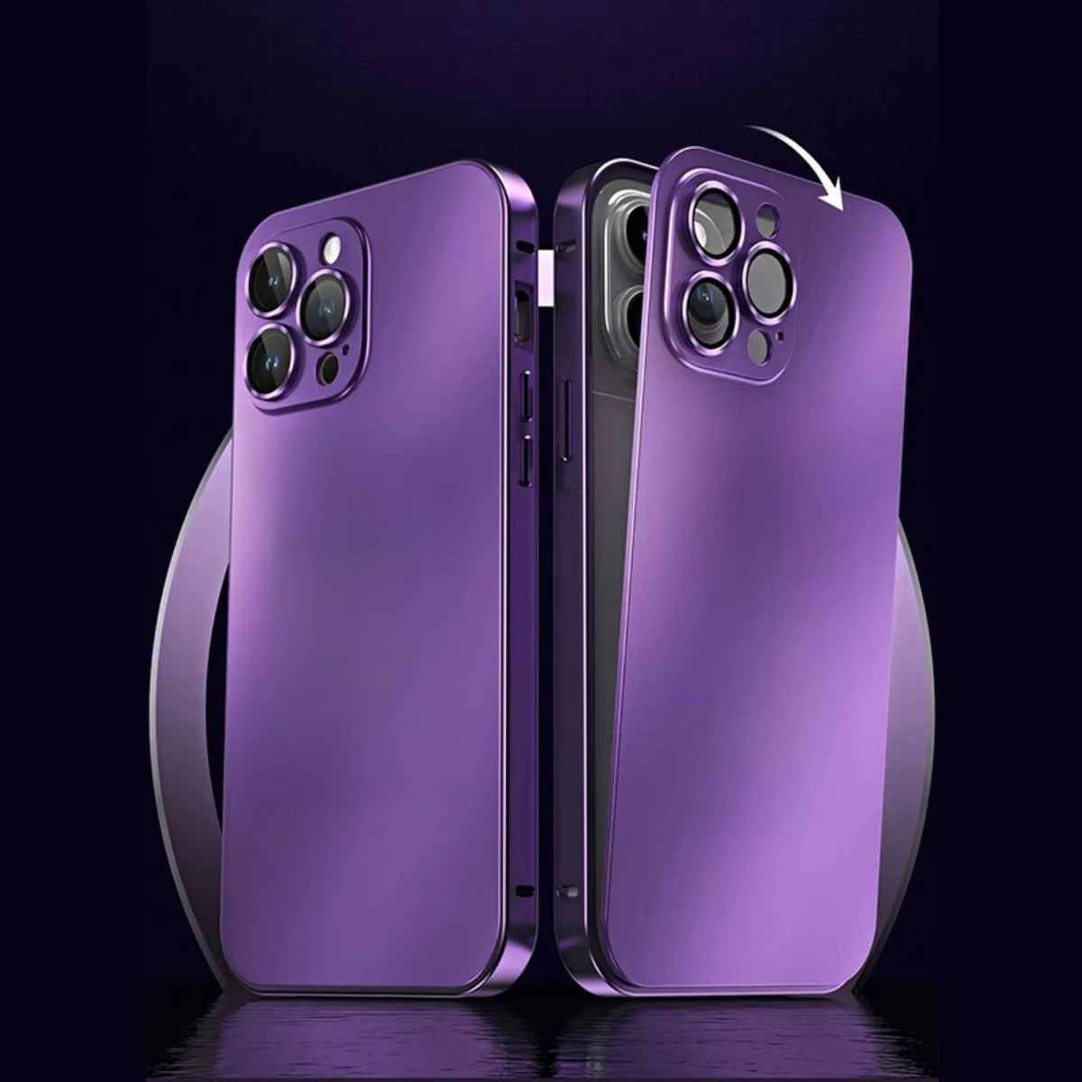 Luxury iPhone Case — Shockproof, Anti-Scratch, Dustproof, Matte Anti-Glare, Non-Slip Half-Wrapped Cover with Aluminum Metal Frame, PC Back and Camera Lens Glass Protection