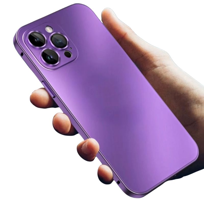 Luxury iPhone Case — Shockproof, Anti-Scratch, Dustproof, Matte Anti-Glare, Non-Slip Half-Wrapped Cover with Aluminum Metal Frame, PC Back and Camera Lens Glass Protection