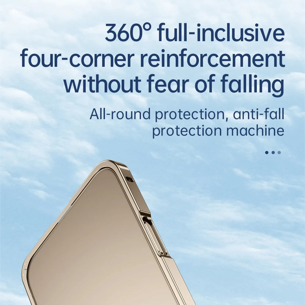 Luxury iPhone Case — Shockproof, Tough, Matte Anti-Glare, Non-Slip Half-Wrapped Cover with Aluminum Alloy Edge Bare Design and Built-In Lens Protection