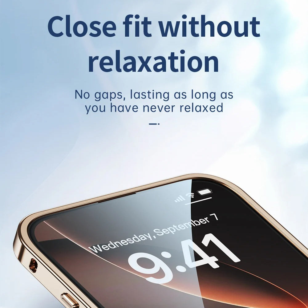 Luxury iPhone Case — Shockproof, Tough, Matte Anti-Glare, Non-Slip Half-Wrapped Cover with Aluminum Alloy Edge Bare Design and Built-In Lens Protection