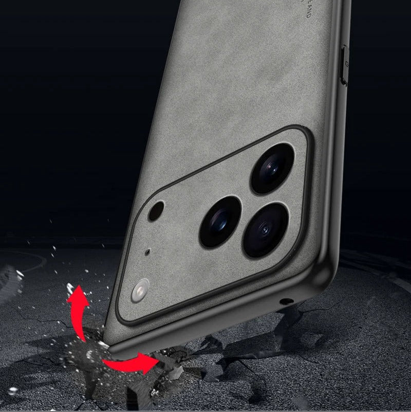 Luxury iPhone Case — Skin-Feel Matte Leather Shockproof Soft Back Full-Coverage Protective Case