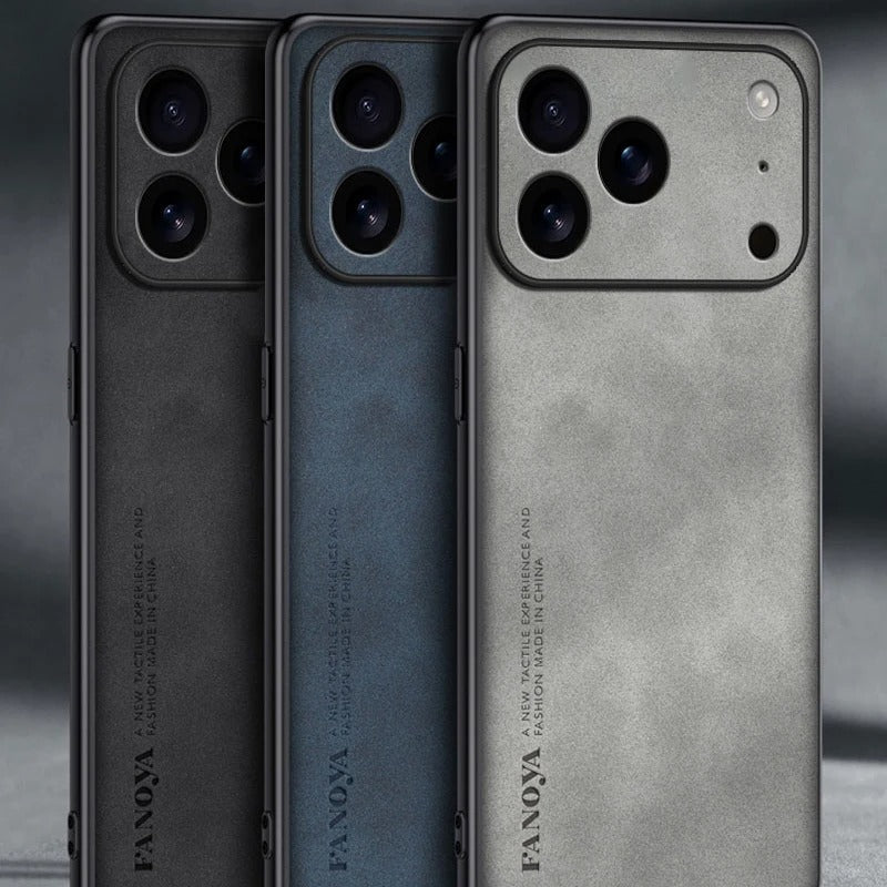 Luxury iPhone Case — Skin-Feel Matte Leather Shockproof Soft Back Full-Coverage Protective Case