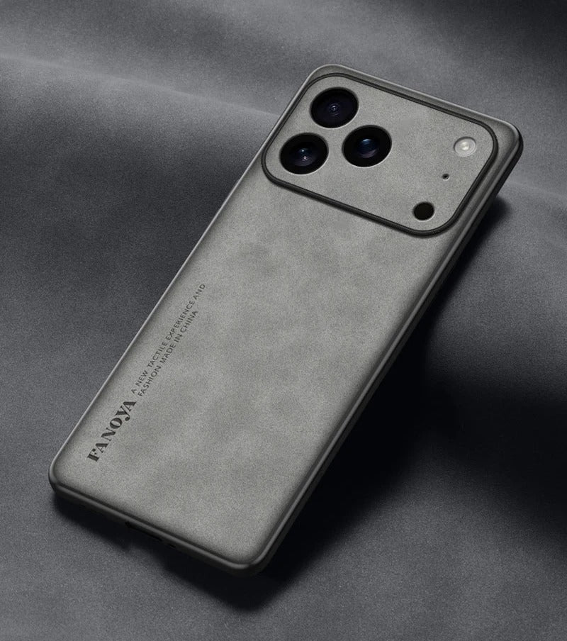 Luxury iPhone Case — Skin-Feel Matte Leather Shockproof Soft Back Full-Coverage Protective Case