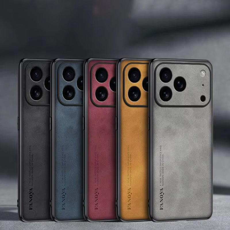 Luxury iPhone Case — Skin-Feel Matte Leather Shockproof Soft Back Full-Coverage Protective Case