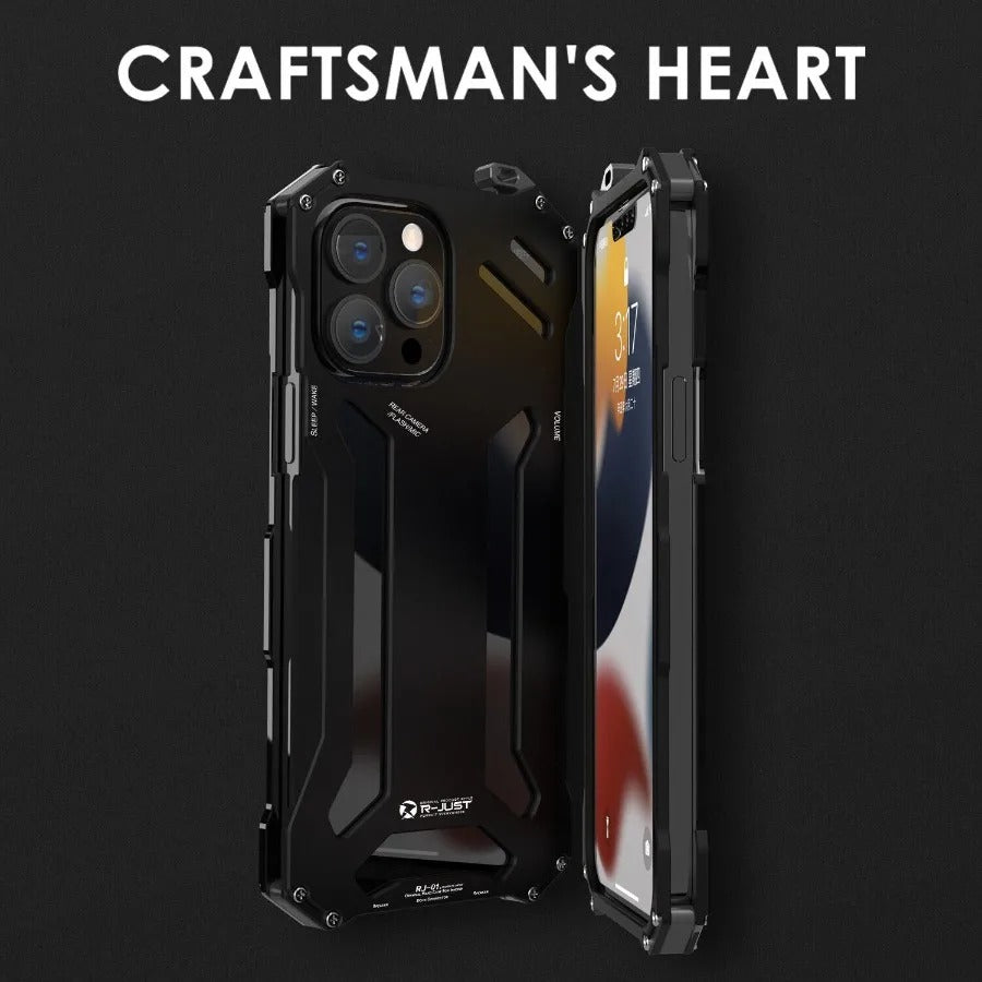 Luxury iPhone Case — Slim Aluminum Metal Shockproof Cover with Hard Back Design, Anti-Fingerprint Anti-Scratch Finish & Non-Slip Heavy-Duty Protection
