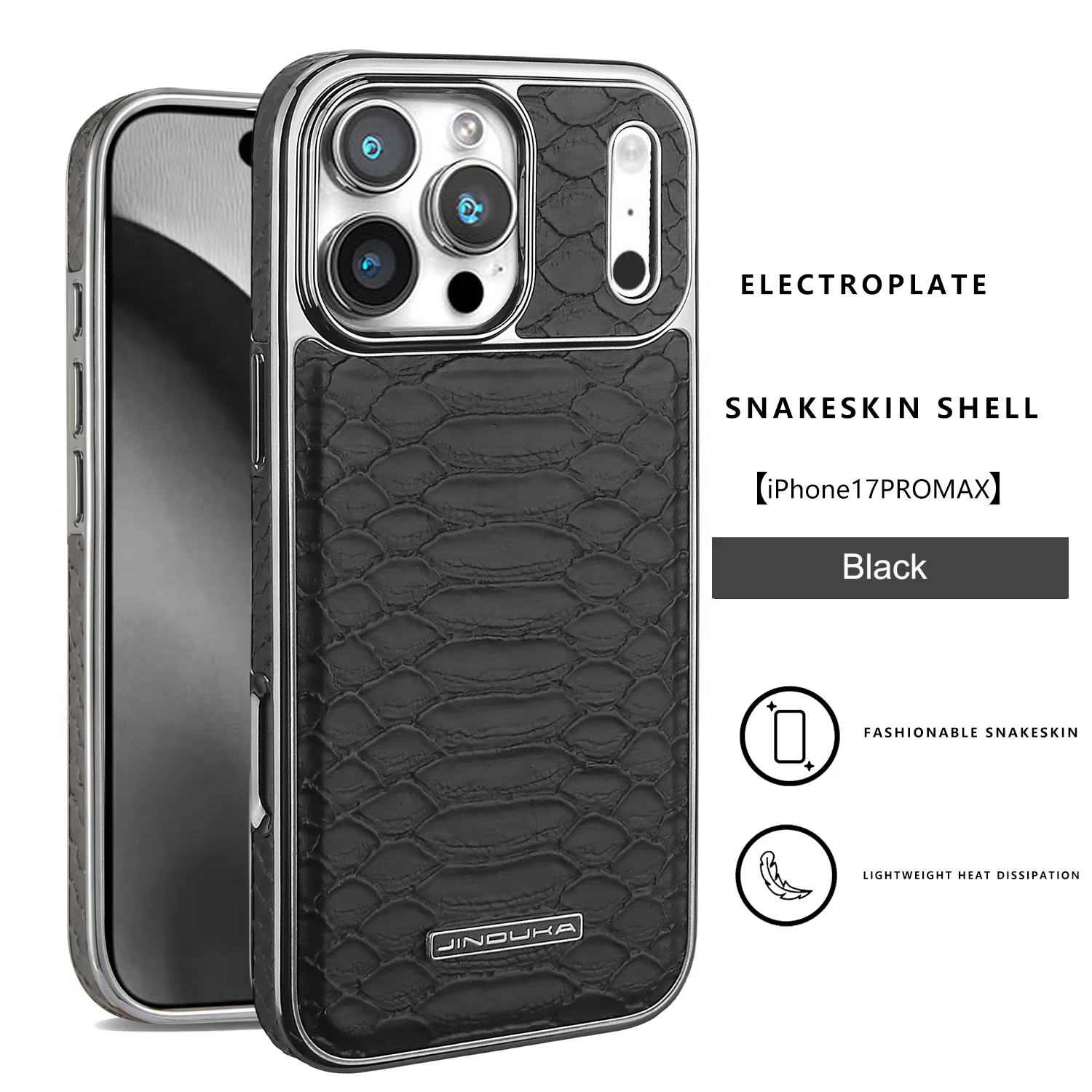 Luxury iPhone Case — Snake-Pattern Leather Cover with Soft Flannel Inner Lining, Premium Protective Design & Stylish Fashion Finish