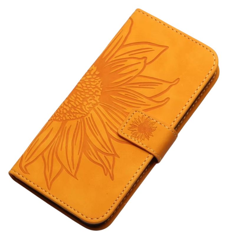 Luxury iPhone Case — Sunflower Leather Wallet Flip Cover with Magnetic Holder, Anti-Scratch Full-Protection Design