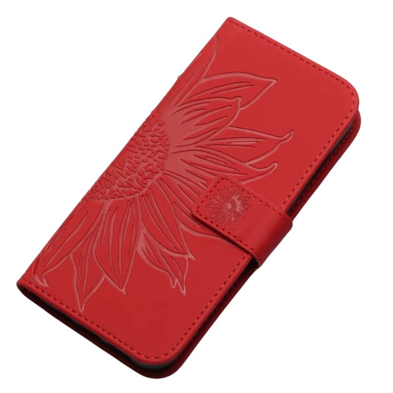 Luxury iPhone Case — Sunflower Leather Wallet Flip Cover with Magnetic Holder, Anti-Scratch Full-Protection Design