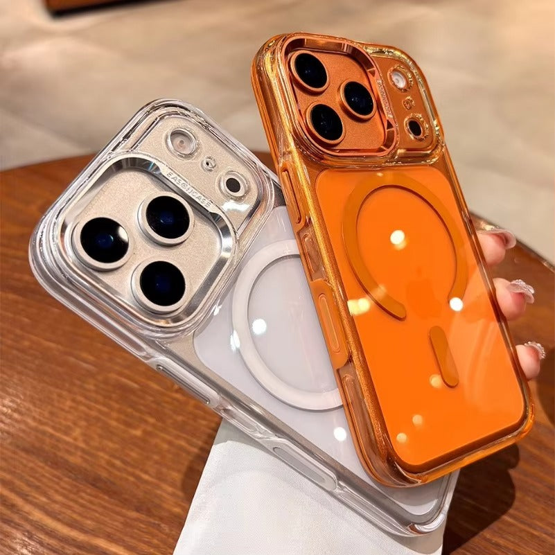 Luxury iPhone Case — Transparent Hard Acrylic MagSafe Cover with Shockproof TPU Edges, Anti-Fingerprint Anti-Scratch Dustproof Lightweight Design