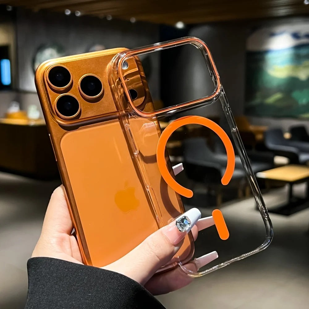 Luxury iPhone Case — Transparent Ultra-Thin MagSafe Magnetic Clear PC+TPU Shockproof Protective Cover