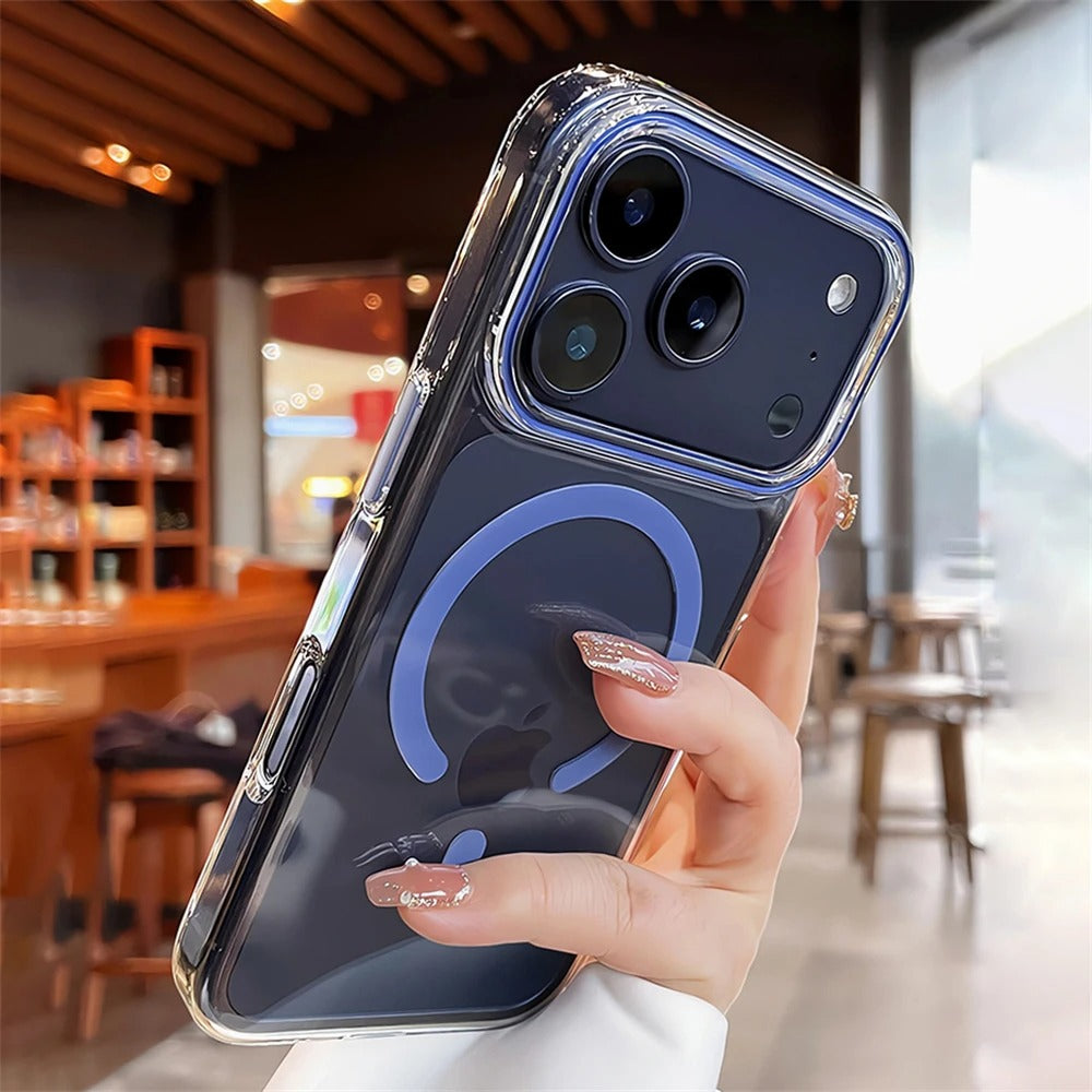 Luxury iPhone Case — Transparent Ultra-Thin MagSafe Magnetic Clear PC+TPU Shockproof Protective Cover