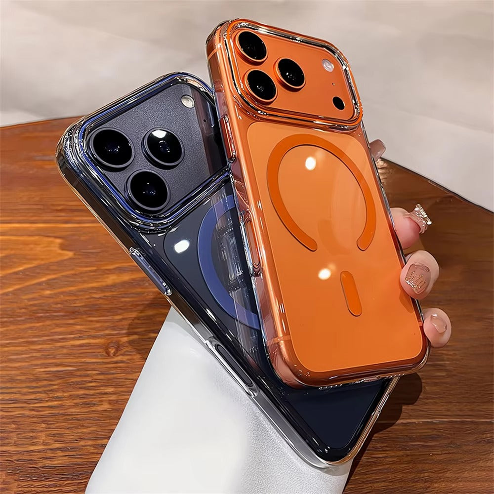 Luxury iPhone Case — Transparent Ultra-Thin MagSafe Magnetic Clear PC+TPU Shockproof Protective Cover