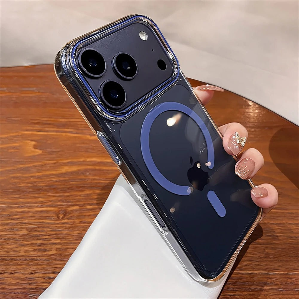 Luxury iPhone Case — Transparent Ultra-Thin MagSafe Magnetic Clear PC+TPU Shockproof Protective Cover