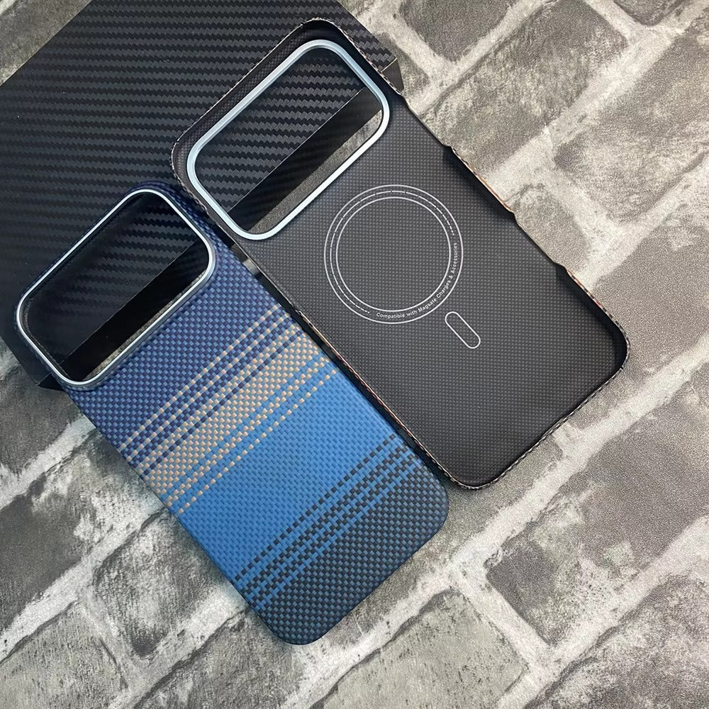 Luxury iPhone Case — Ultra-Thin Aramid Carbon Fiber MagSafe Cover with Kevlar-Grade Protection, Shock-Resistant Slim Design and Washable Finish