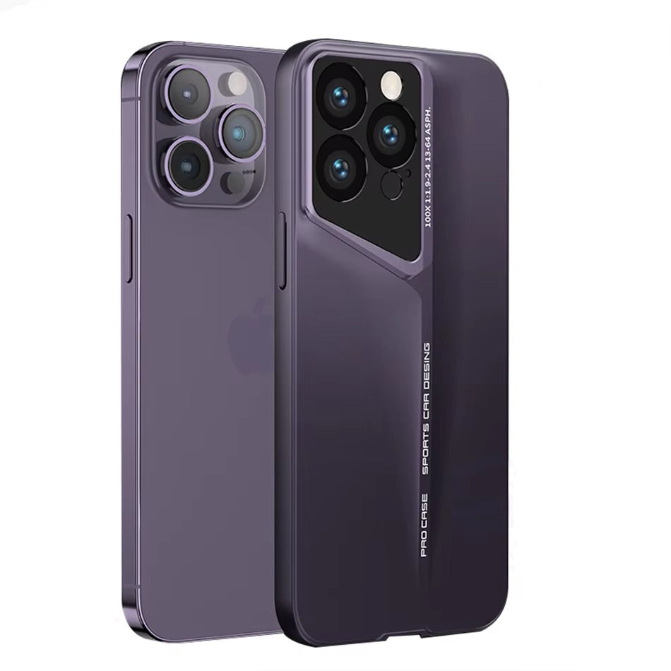 Luxury iPhone Case — Ultra-Thin Blade Titanium-Style Cover with Shockproof Lens Protection, Lightweight Non-Slip Design & Skin-Safe Fashion Finish