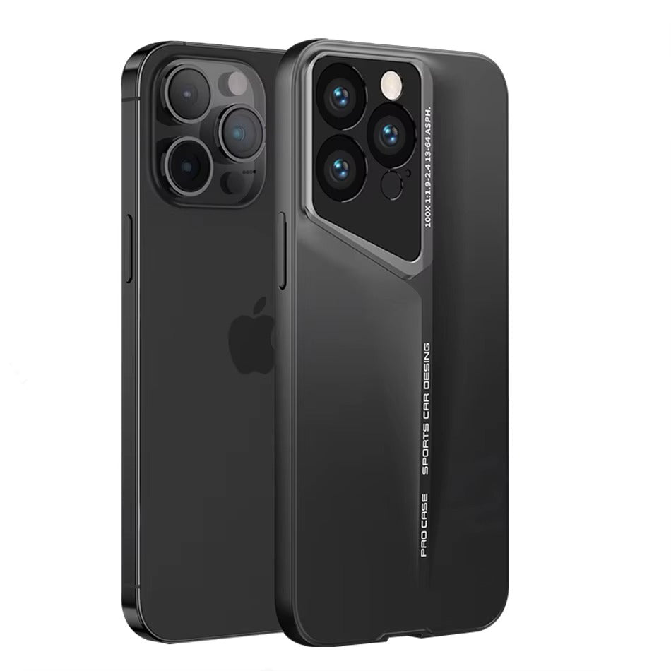 Luxury iPhone Case — Ultra-Thin Blade Titanium-Style Cover with Shockproof Lens Protection, Lightweight Non-Slip Design & Skin-Safe Fashion Finish