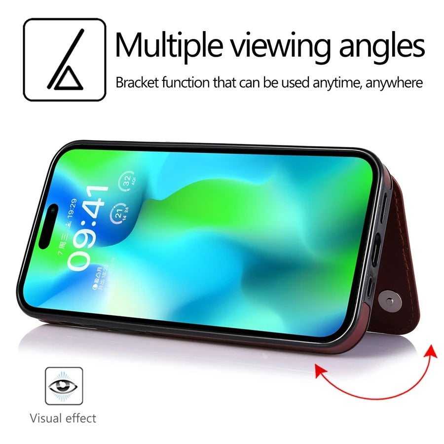 Luxury iPhone Case — Wallet Card Holder Flip Cover with Dual-Layer Leather Build and Full-Protection Design