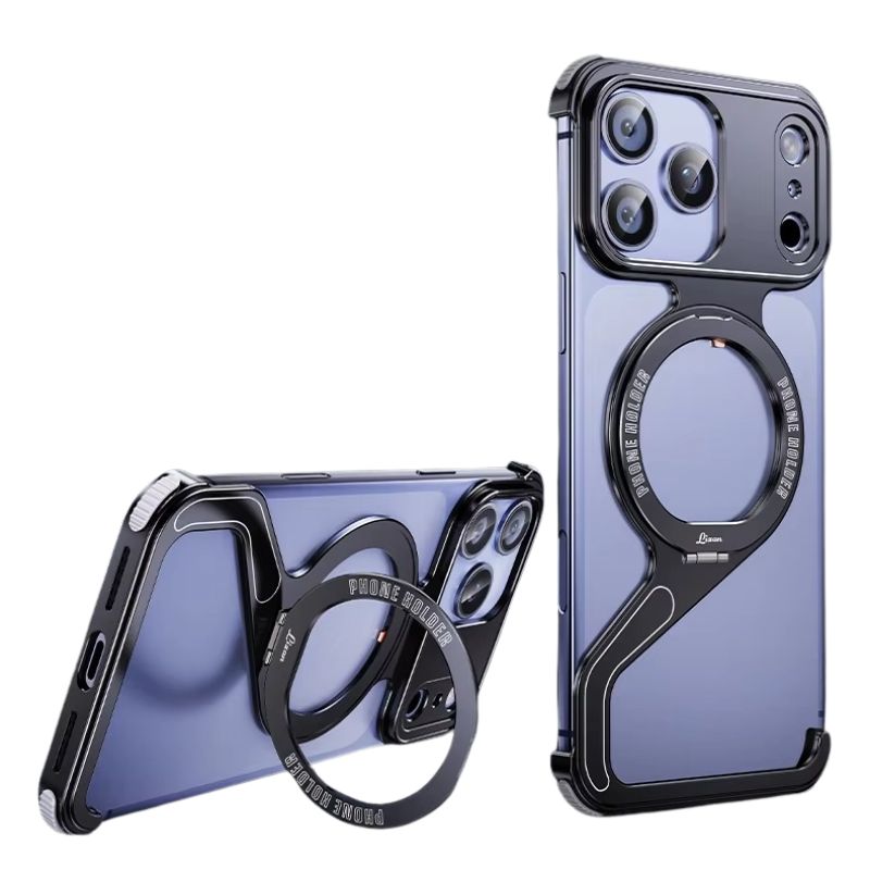 Luxury iPhone Case — Z-Shape Aluminum Alloy Frameless Magnetic Cover with Metal Shockproof Protection and Slim Minimal Design