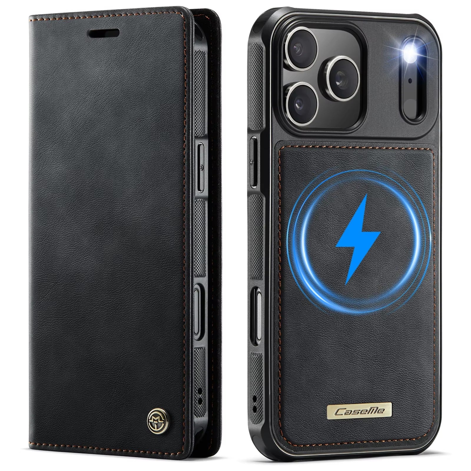 Luxury iPhone Detachable Magnetic Leather Wallet Case, MagSafe-Compatible Flip Card Holder with Premium Finish