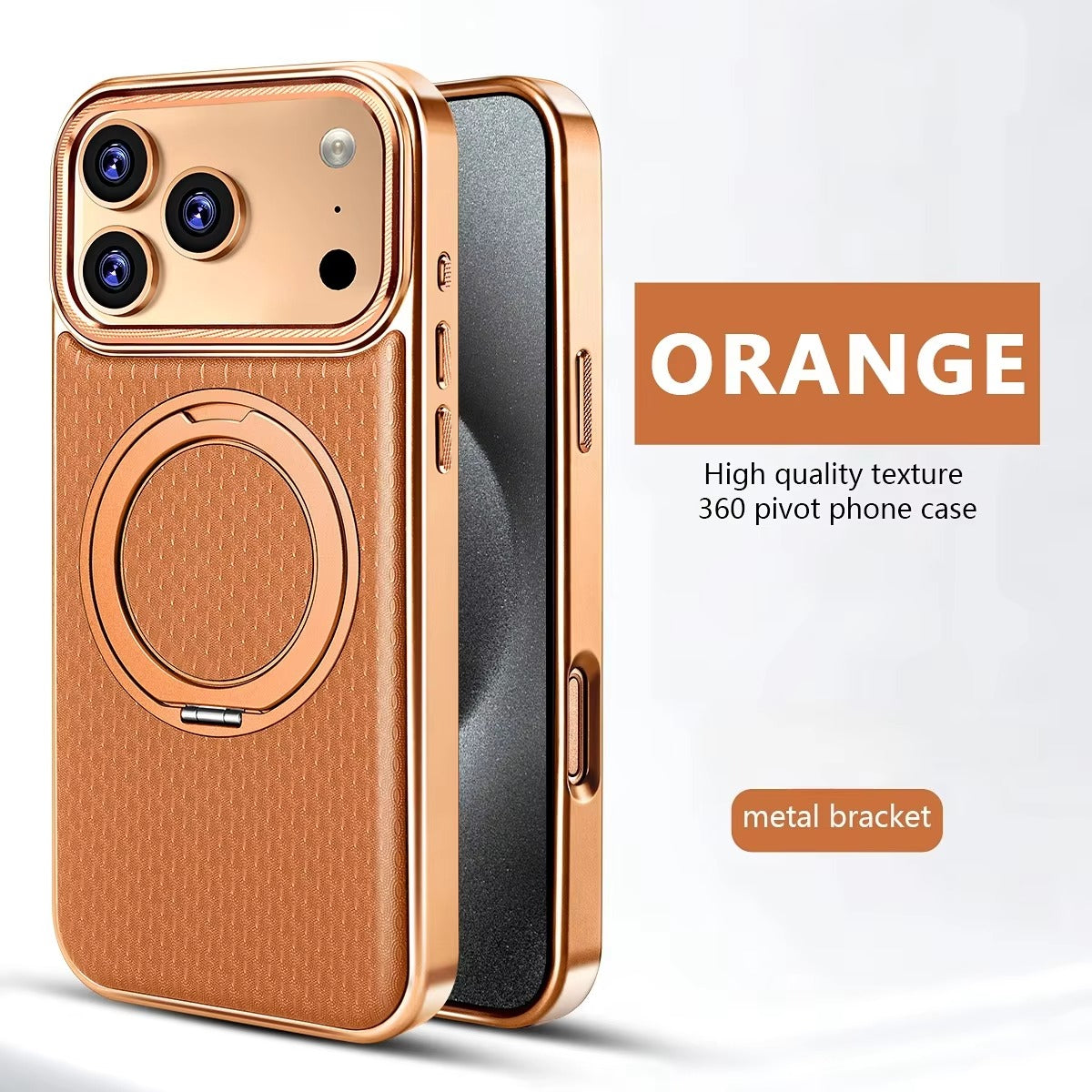 Luxury iPhone Diamond Pattern Leather Case — MagSafe Magnetic Charging, Rotating Bracket Holder, Full Coverage Shockproof Anti-Fingerprint Protection