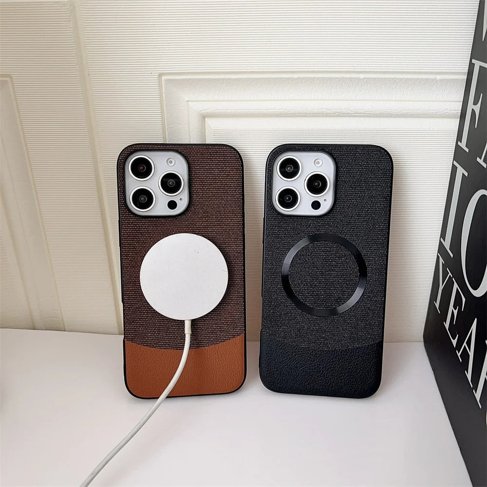 Luxury iPhone Fabric MagSafe Case — Ultra-Slim Business Cloth Cover with Magnetic Wireless Charging, Shockproof Anti-Fingerprint Scratch-Resistant Design