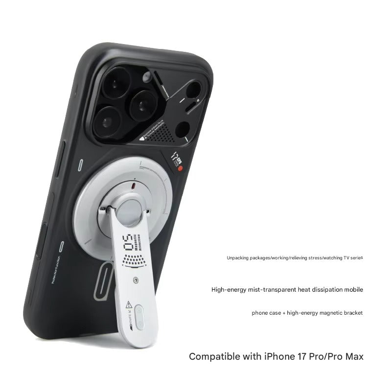 Luxury iPhone Frosted Magnetic Luminous Case — Translucent Full-Inclusive Anti-Drop Cover with Stand, Matte Shockproof Design for iPhone 17 Pro Max