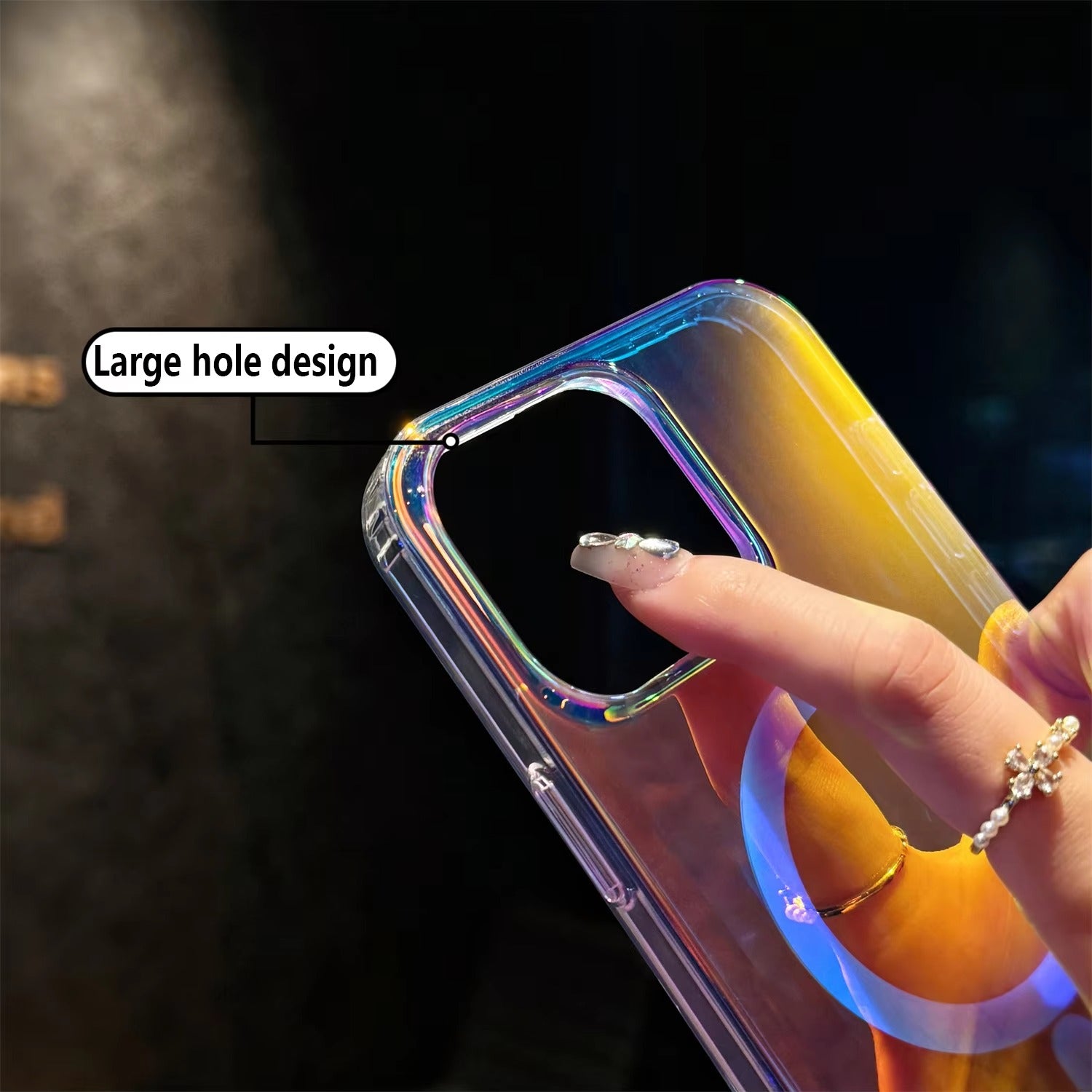 Luxury iPhone MagSafe Case Aurora Gradient Laser Design — Luggage Style Tough Cover, Shockproof Protective Finish for a Stylish Blue Look