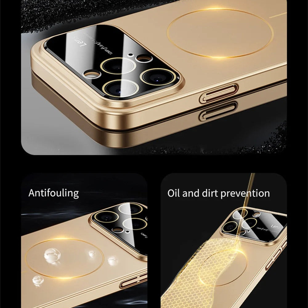 Luxury iPhone MagSafe Case Frosted Large Camera Window — Magnetic Wireless Charging, Slim Shockproof Bumper, Matte Anti-Fingerprint Scratch-Resistant Cover