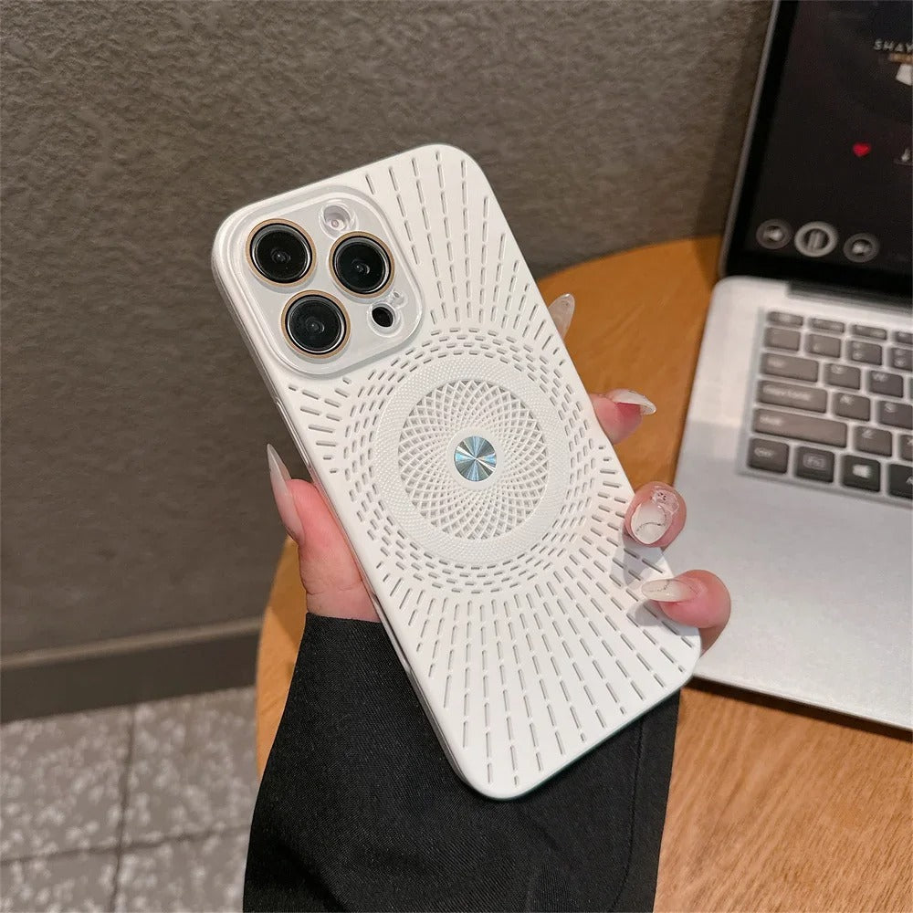 Luxury iPhone MagSafe Case Heat Dissipation Design — Ultra-Thin Anti-Drop Cover with Glass Camera Protector, Shockproof Anti-Fingerprint Scratch-Resistant Finish
