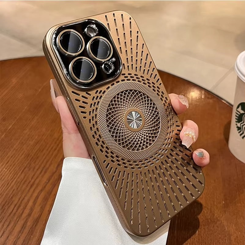 Luxury iPhone MagSafe Case Heat Dissipation Design — Ultra-Thin Anti-Drop Cover with Glass Camera Protector, Shockproof Anti-Fingerprint Scratch-Resistant Finish