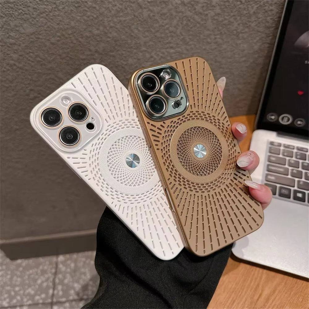 Luxury iPhone MagSafe Case Heat Dissipation Design — Ultra-Thin Anti-Drop Cover with Glass Camera Protector, Shockproof Anti-Fingerprint Scratch-Resistant Finish