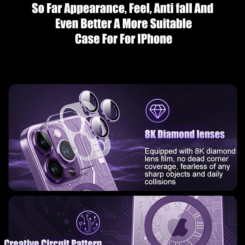 Luxury iPhone MagSafe Case Plating Design — Soft Magnetic Bumper Cover, Wireless Charging Compatible, Slim Shockproof Anti-Fingerprint Transparent Protection