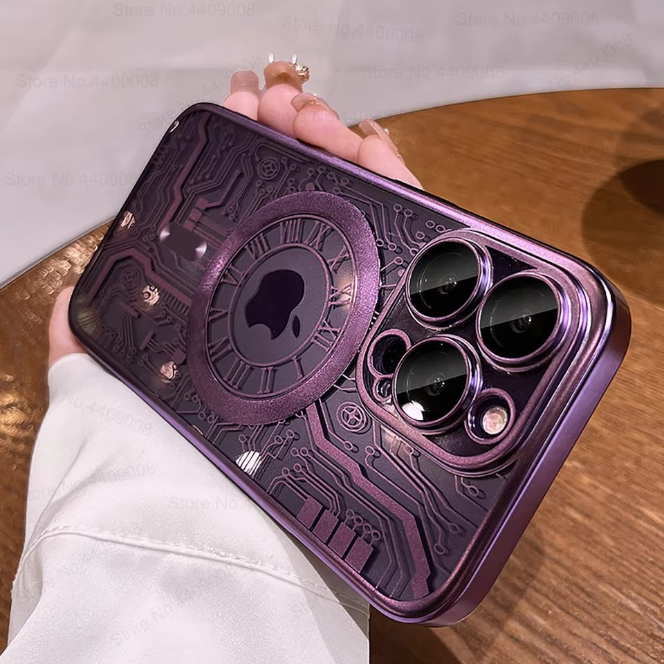 Luxury iPhone MagSafe Case Plating Design — Soft Magnetic Bumper Cover, Wireless Charging Compatible, Slim Shockproof Anti-Fingerprint Transparent Protection