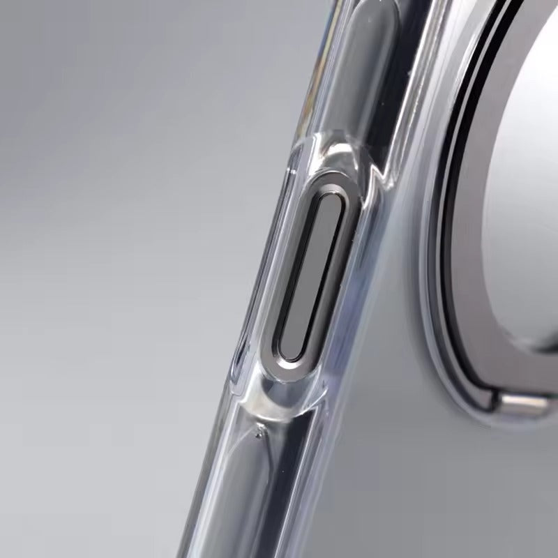 Luxury iPhone Case — MagSafe Transparent Hard PC Cover with 360° Kickstand Holder, Magnetic Wireless Charging and Full-Coverage Shockproof Protection