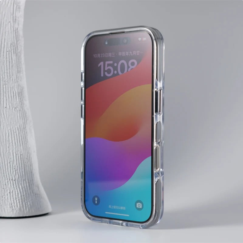 Luxury iPhone Case — MagSafe Transparent Hard PC Cover with 360° Kickstand Holder, Magnetic Wireless Charging and Full-Coverage Shockproof Protection