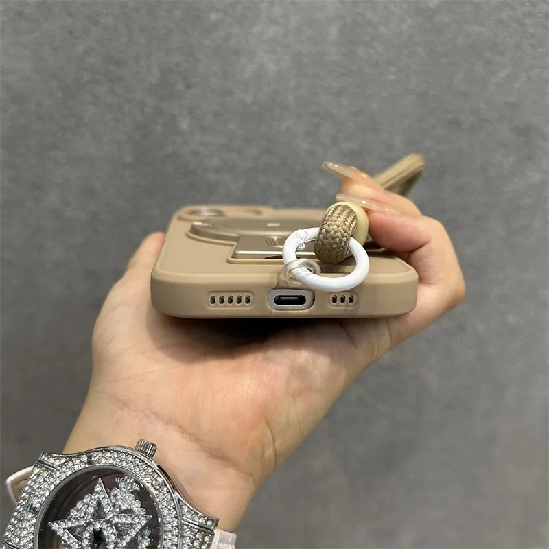 Luxury iPhone MagSafe Case with Lanyard — Magnetic Bumper Cover, Wireless Charging Compatible, Slim Shockproof Design with Kickstand Holder