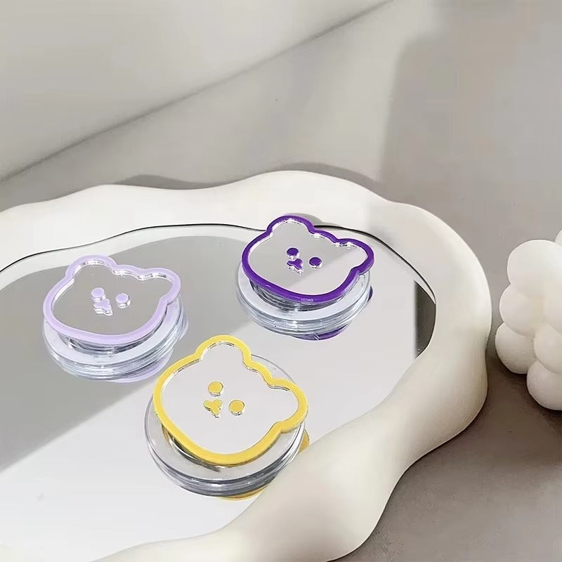 Luxury iPhone MagSafe Magnetic Grip Stand, Cute Bear Mirror Phone Holder with Expanding Finger Ring Design for Secure Grip & Hands-Free Viewing