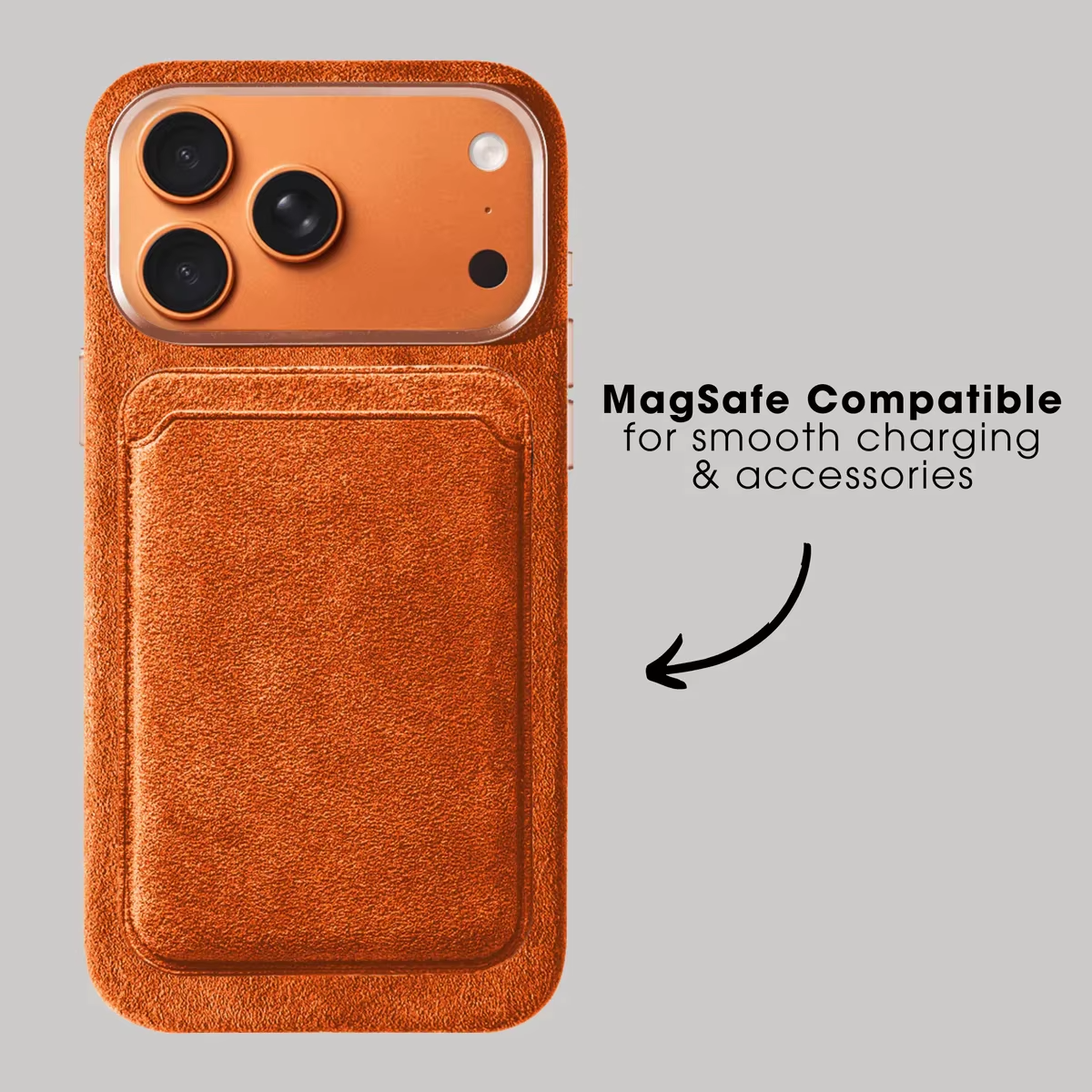 Luxury iPhone Magnetic Microfiber Wallet Case, MagSafe-Compatible Card Holder with Soft-Touch Fabric Finish & Slim Profile