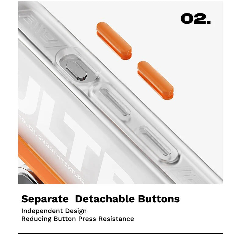 Luxury iPhone Transparent MagSafe Case — ROCK Shockproof Magnetic Cover, Wireless Charging Compatible, Clear Anti-Fingerprint Scratch-Resistant Design