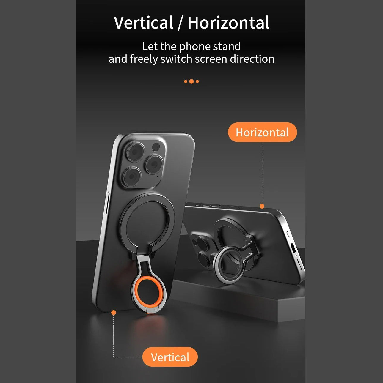 Minimalist iPhone Magnetic Finger Ring Holder, Slim MagSafe Phone Grip Stand with Secure Hold & Smooth Rotation