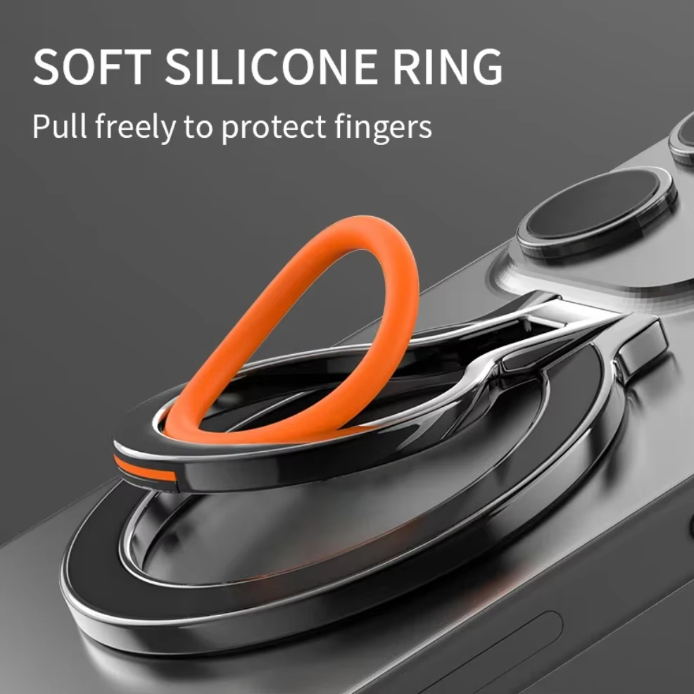 Minimalist iPhone Magnetic Finger Ring Holder, Slim MagSafe Phone Grip Stand with Secure Hold & Smooth Rotation