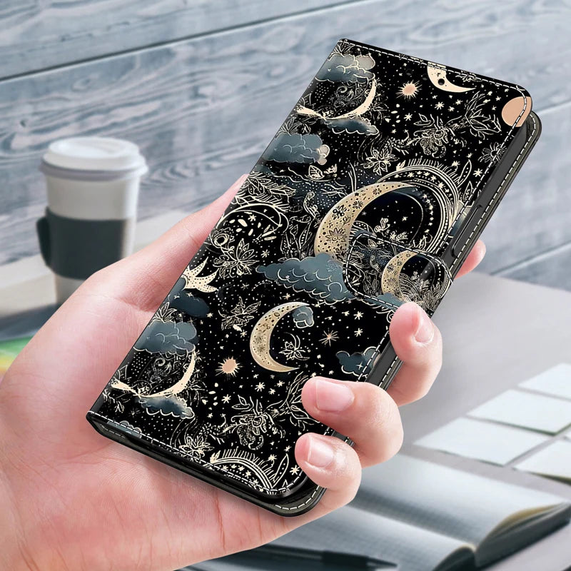 Premium 3D Leather Flip Wallet Case - PU Leather Flip Cover with Card Slots, Anti-Fingerprint & Scratch-Resistant Design