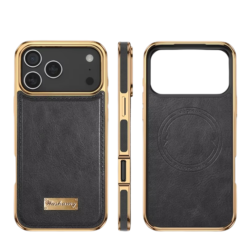 Premium Magnetic iPhone Case with Retro Oil-Wax Leather — Strong Metal Button Grip, Shockproof Full-Coverage Plating, Anti-Fingerprint & Scratch-Resistant Design