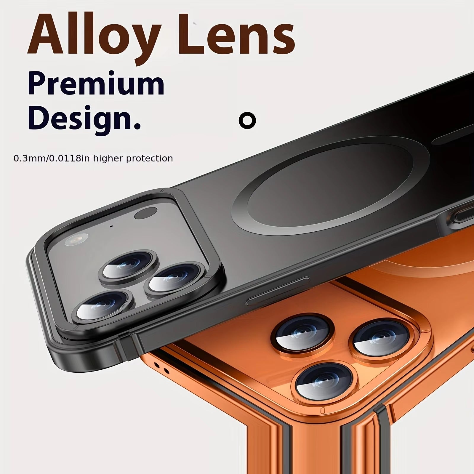 Premium iPhone Case — Orange Aluminum Alloy MagSafe Compatible Hard Shockproof Matte Cover with Magnetic Glass Protection, Anti-Scratch, Lightweight Design